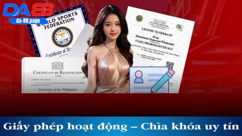 Giấy phép hoạt động DA88 là những chứng nhận pháp lý